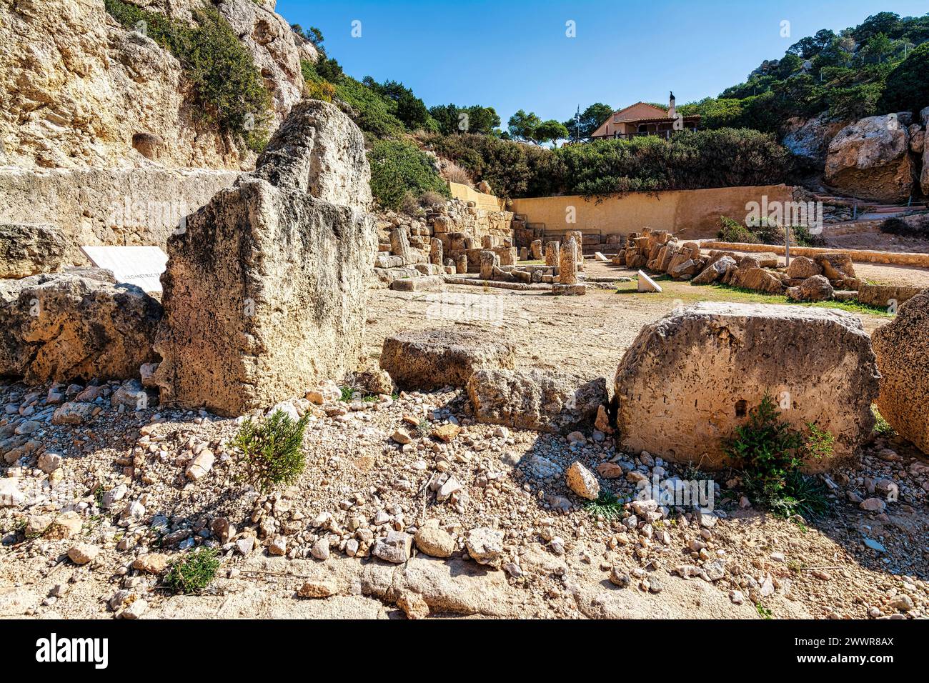 Site archéologique de Heraion près du lac Vouliagmenis Loutraki Grèce. Banque D'Images