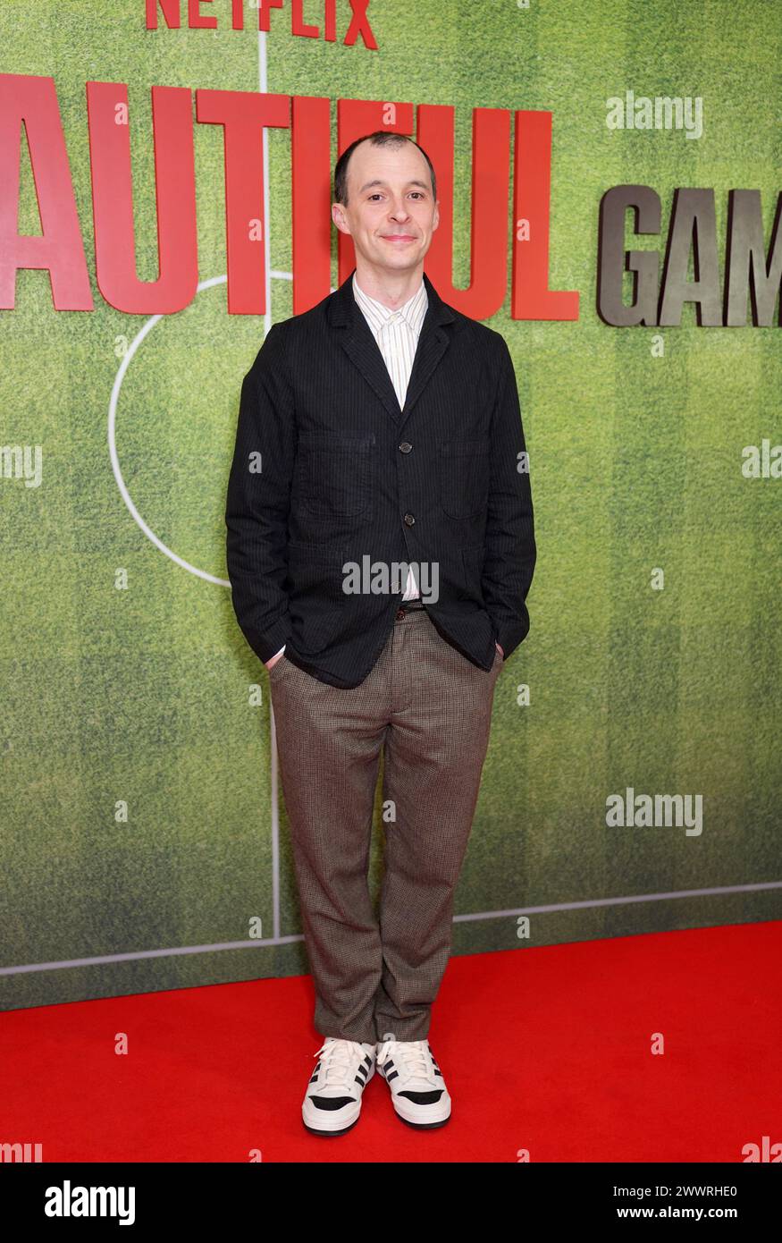 Tom Vaughan-Lawlor arrive pour une projection du film Netflix, The Beautiful Game, au Ham Yard Hotel, Soho, Londres. Date de la photo : lundi 25 mars 2024. Banque D'Images