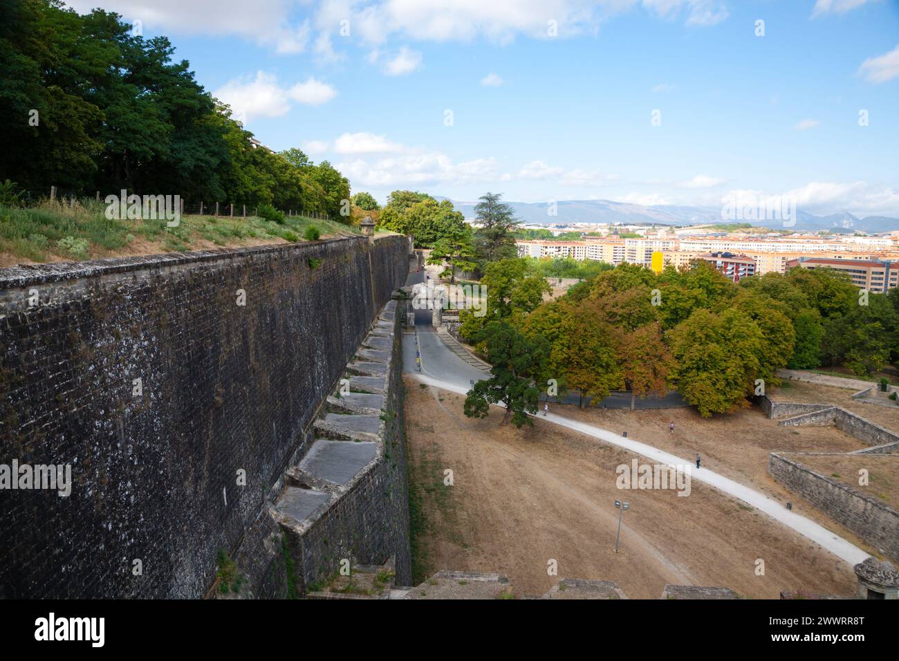 Vue aérienne de Pamplona. Vieux murs fortifiés. Pampeluna, Espagne Banque D'Images