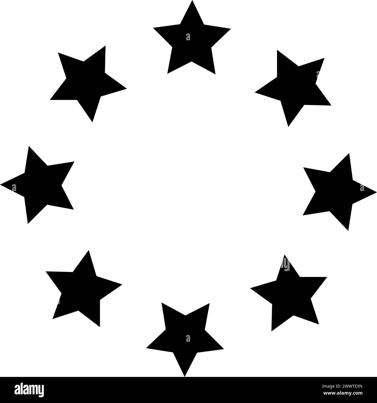 Cadre rond avec étoiles disposées en cercle. Modèle de bannière de prix, de succès, de récompense ou de récompense. Emblème d'anneau étoilé avec espace vide isolé sur fond blanc. Illustration graphique vectorielle. Illustration de Vecteur