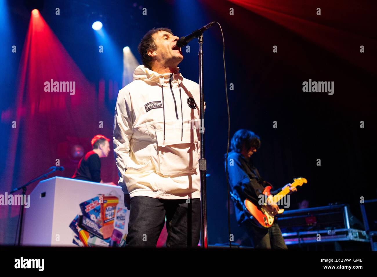 Londres, Royaume-Uni. 25 mars 2024. Liam Gallagher et John Squire sur scène à O2 Forum Kentish Town, Londres. Crédit : John Barry/Alamy Live News Banque D'Images