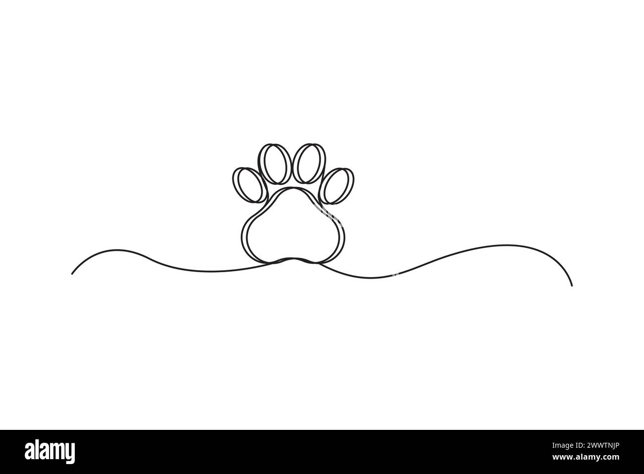 Une ligne à imprimé pattes animales. Piste continue pour animaux de compagnie. Dessin simple. Illustration vectorielle. SPE 10. Illustration de Vecteur