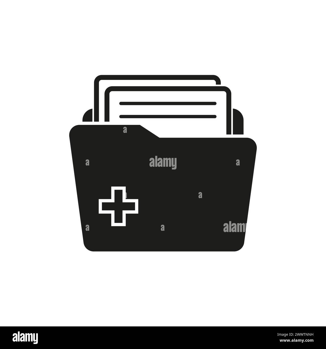 Icône dossier médical. Symbole de documentation médicale. Signature des dossiers patient. Illustration vectorielle. SPE 10. Illustration de Vecteur