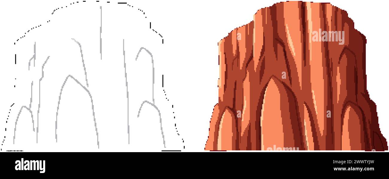 Art vectoriel stylisé d'une formation de roche rouge. Illustration de Vecteur