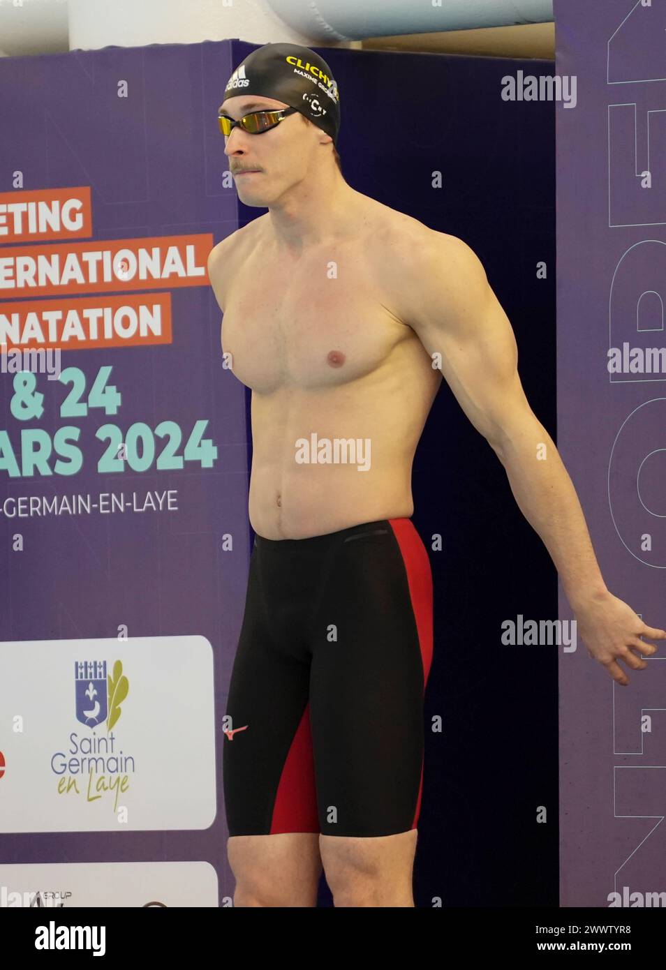 GROUSSET Maxime de France, papillon 50 M masculin lors du Giant Open 2024, épreuve de natation le 24 mars 2024 au Dôme de Saint-Germain-en-Laye, France Banque D'Images