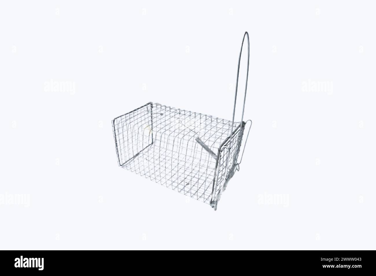 Piège à souris isolé sur fond blanc cage de piège à souris humaine avec cracker pour appât-prise humaine et libération-photographie urbaine Banque D'Images