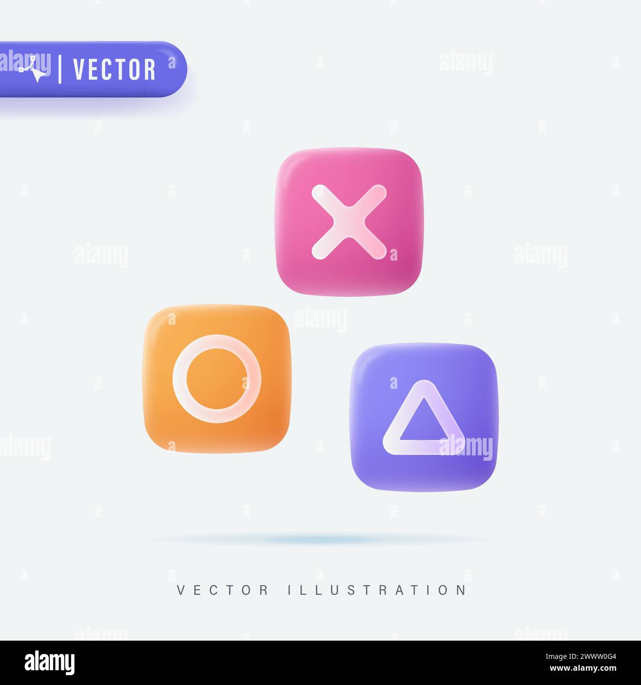 Formes de carrés, triangles, cercles et croix couramment utilisés pour les commandes de console de jeu - illustration vectorielle. Icône du joystick. Bouton de commande de la manette de jeu Illustration de Vecteur