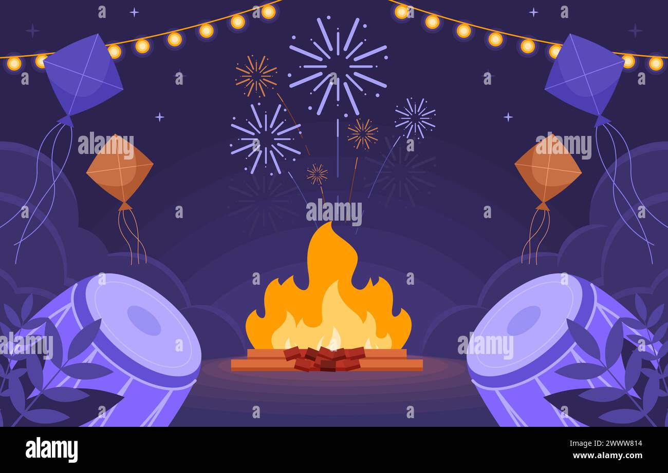 Heureux Lohri Festival du Punjab illustration vectorielle. Illustration de Vecteur