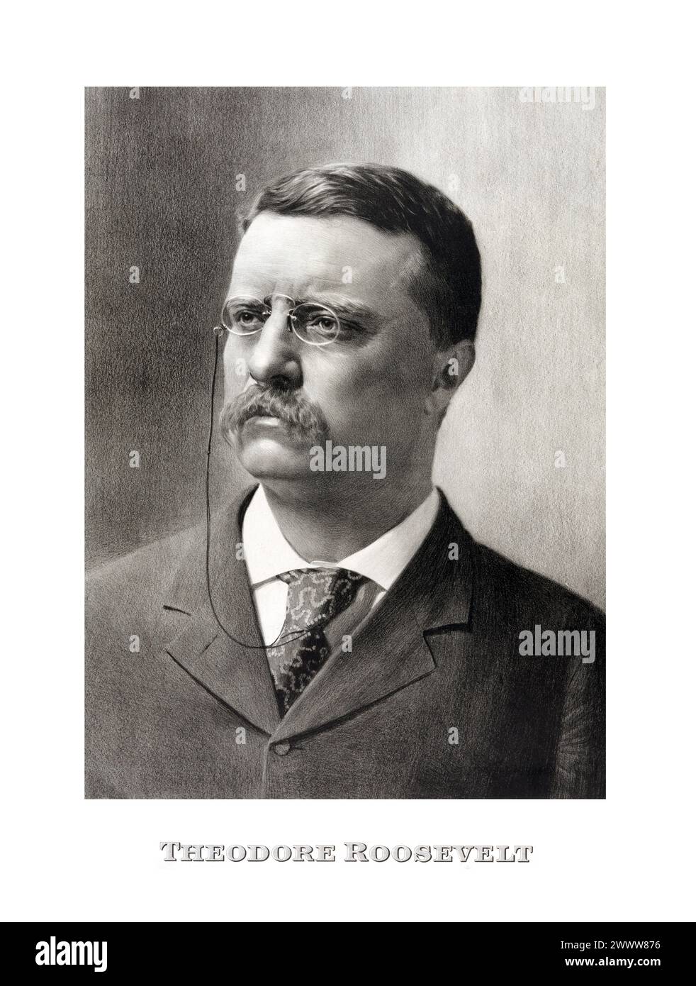 Theodore Roosevelt en 1900 - Litographe d'une photographie prise par George Prince Banque D'Images