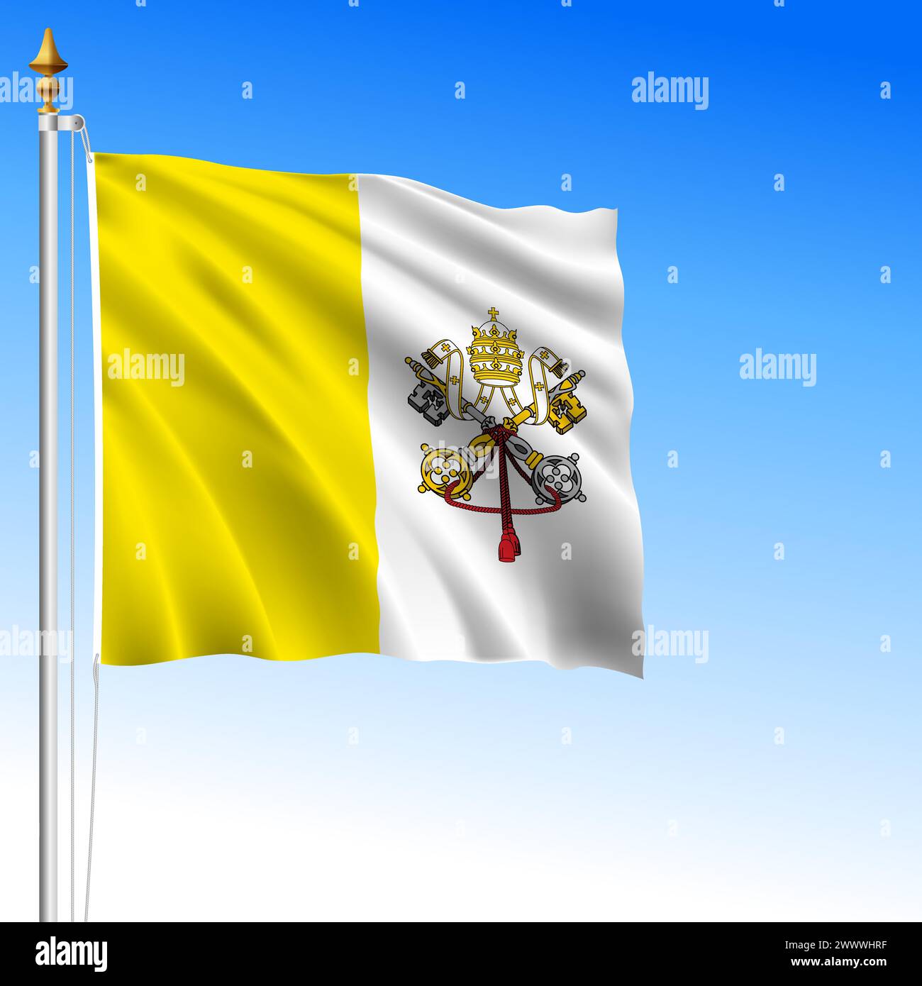 Cité du Vatican, drapeau officiel du Saint-Siège agitant, Rome, Italie, illustration vectorielle Illustration de Vecteur