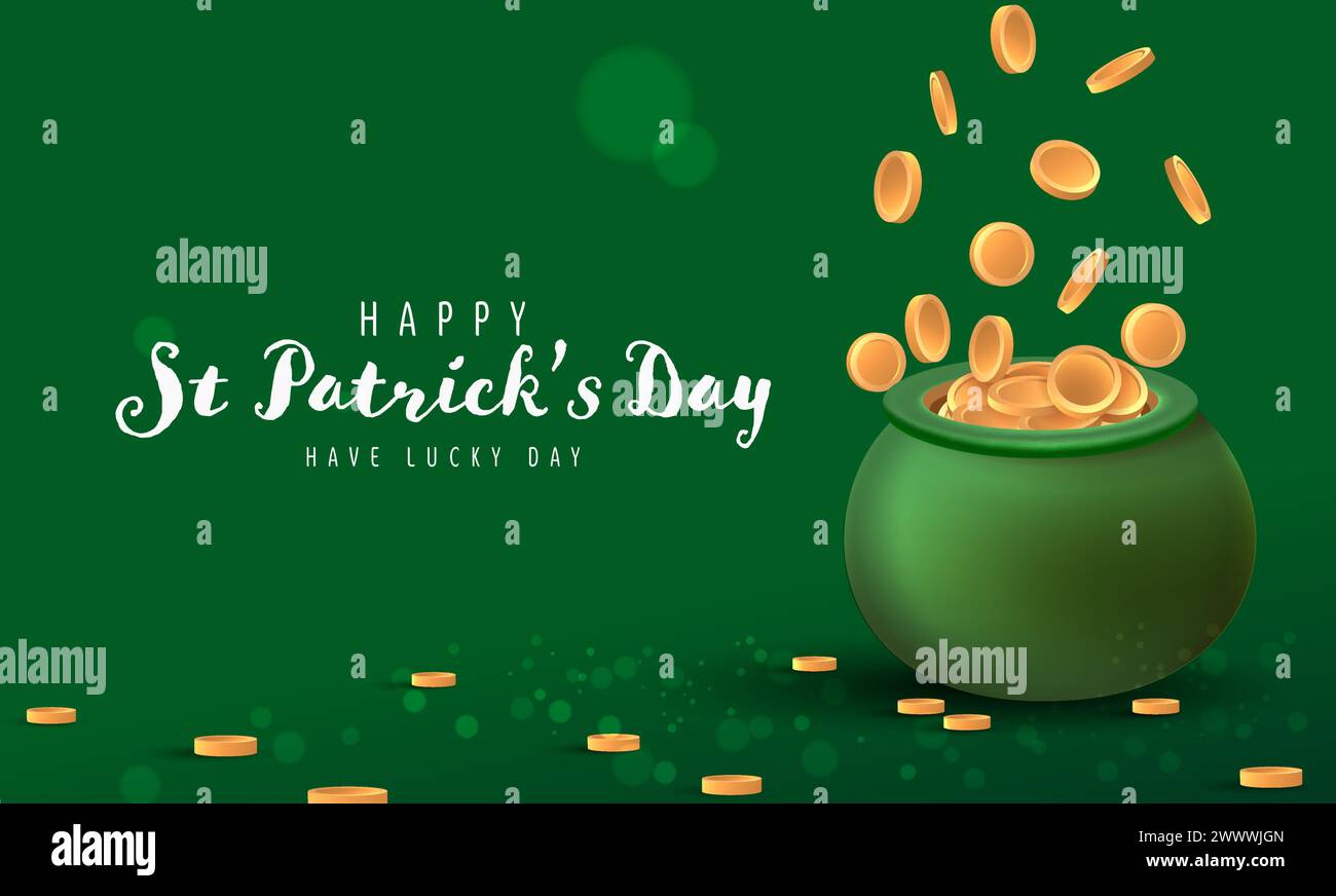 Modèle graphique Happy Saint Patrick avec illustration vectorielle de feuille de trèfle Illustration de Vecteur