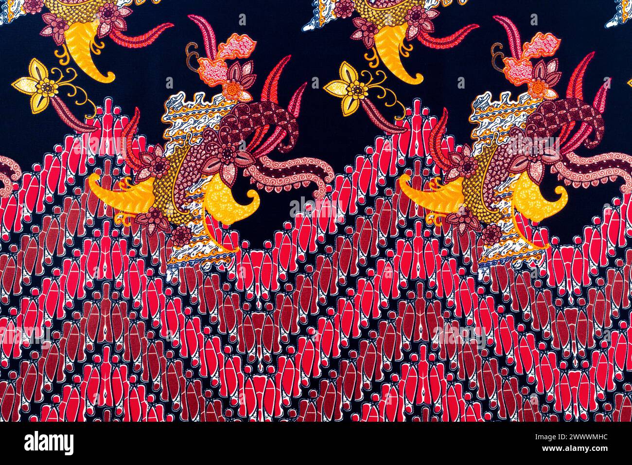 Résumé en textile lumineux la technique de batik Banque D'Images