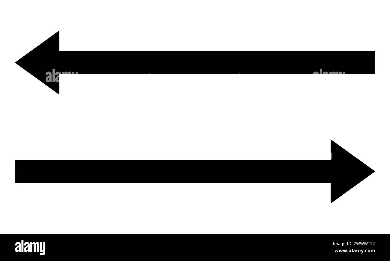 Grand vecteur de symbole de flèche longue vers l'avant, la droite et la gauche, pointant vers le haut et vers le bas. Illustration de Vecteur