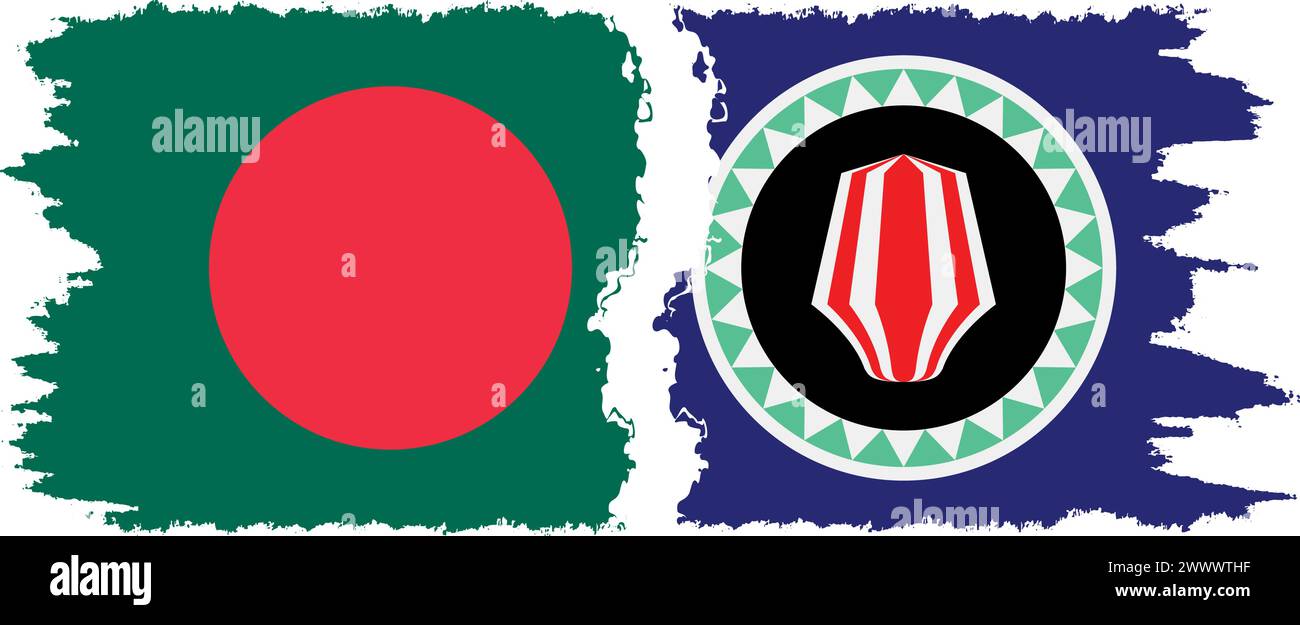 Bougainville et Bangladesh grunge drapeaux connexion, vecteur Illustration de Vecteur