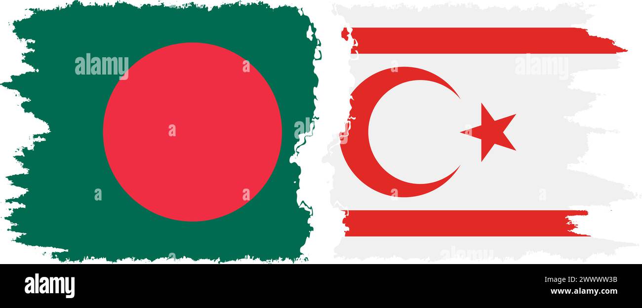 République turque de Chypre du Nord et Bangladesh grunge drapeaux connexion, vecteur Illustration de Vecteur