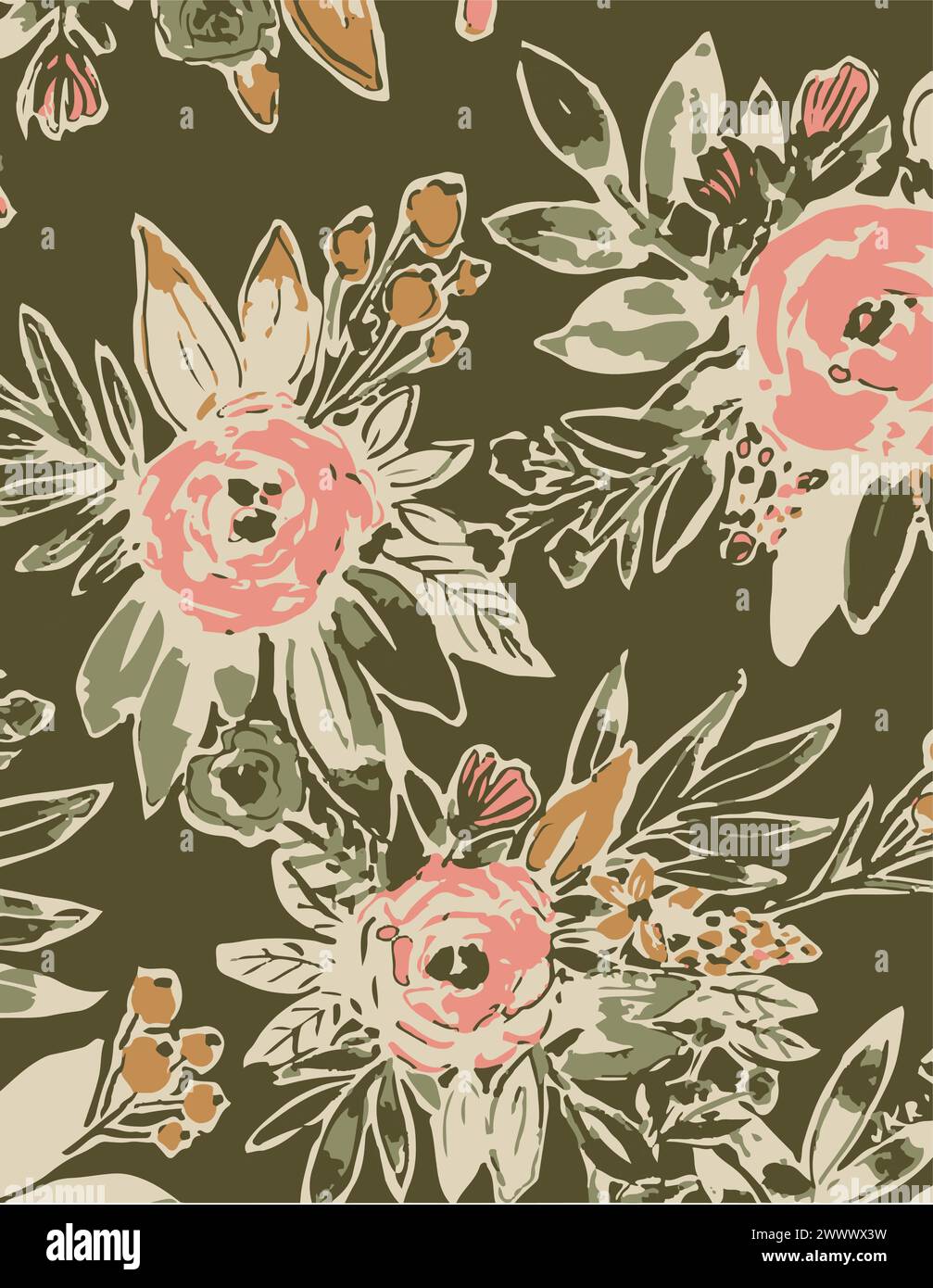 Illustration vectorielle motif de fleurs. Grandes fleurs feuilles tropicales. Feuilles botaniques, petit design, grand design, effet multicolores abstrait watercolou Illustration de Vecteur