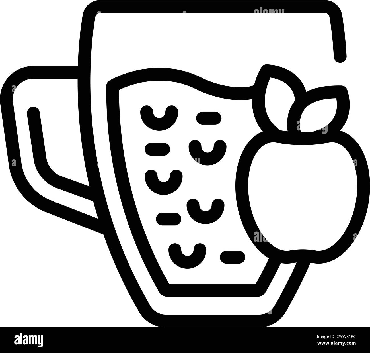 Vecteur de contour d'icône de tasse à cidre. Mug de jus frais. Buvez une boisson fruitée naturelle Illustration de Vecteur