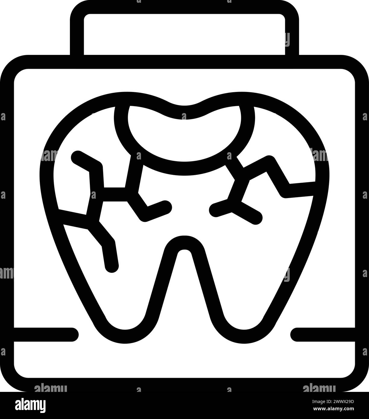 Vecteur de contour d'icône de dent fracturée. La maladie des dents buccales. Remède contre les maladies de stomatologie Illustration de Vecteur