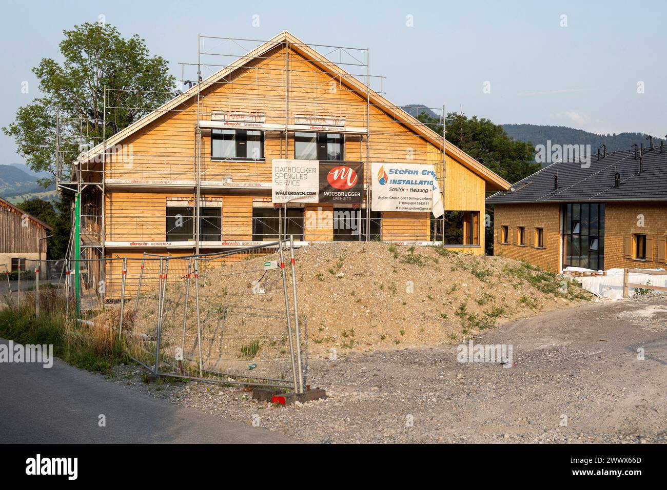 Chantier, immeuble résidentiel à Schwarzenberg, Vorarlberg Banque D'Images