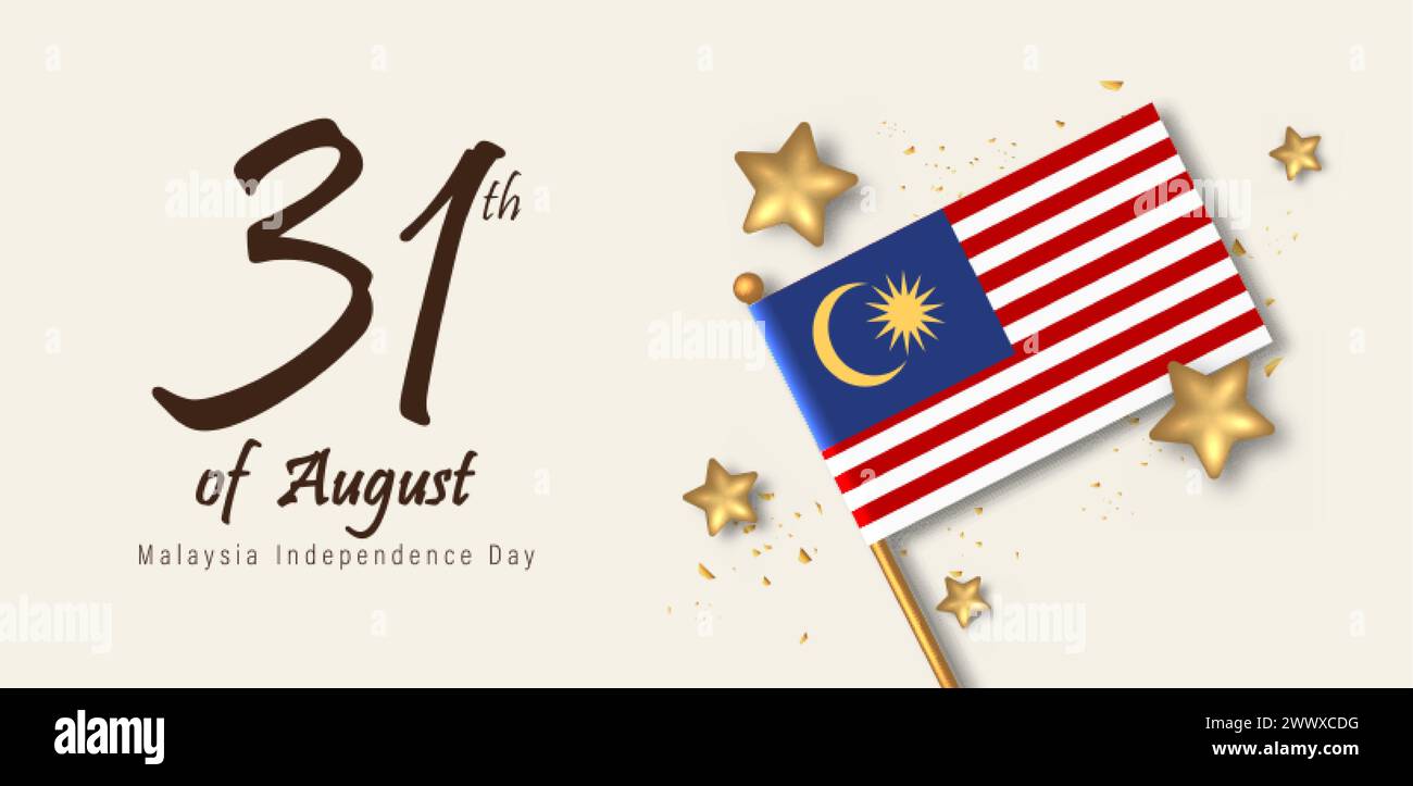 Joyeux 31 août Journée de l'indépendance de la Malaisie illustration vectorielle. Conception de tour Petronas pour le modèle de bannière d'affiche de la 65e Fête nationale. Twin Tower et FL Illustration de Vecteur
