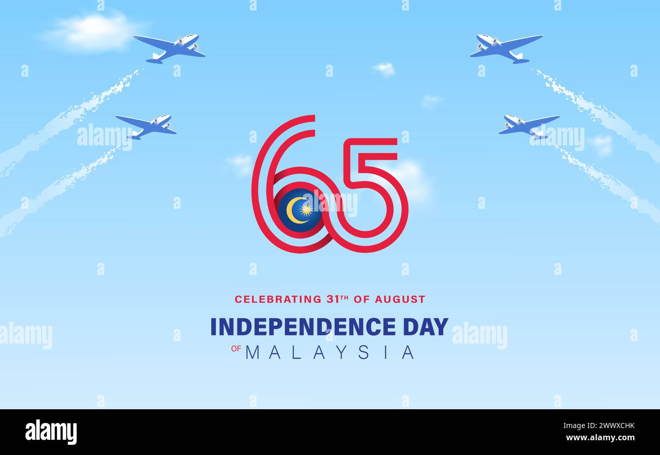 Joyeux 31 août Journée de l'indépendance de la Malaisie illustration vectorielle. Conception de tour Petronas pour le modèle de bannière d'affiche de la 65e Fête nationale. Twin Tower et FL Illustration de Vecteur