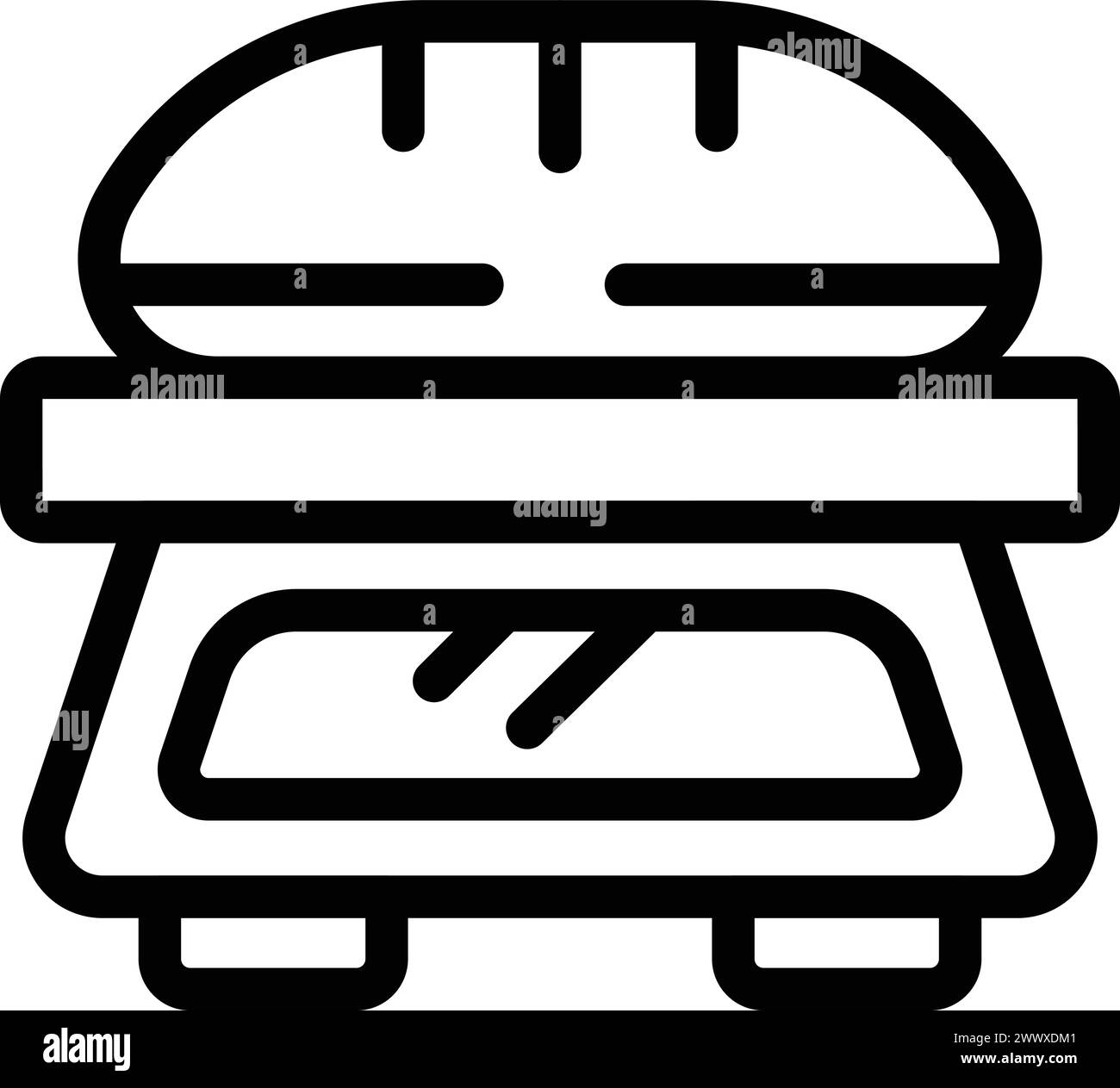Vecteur de contour d'icône d'instrument de pesage alimentaire. Balance de cuisine. Masse du produit Illustration de Vecteur