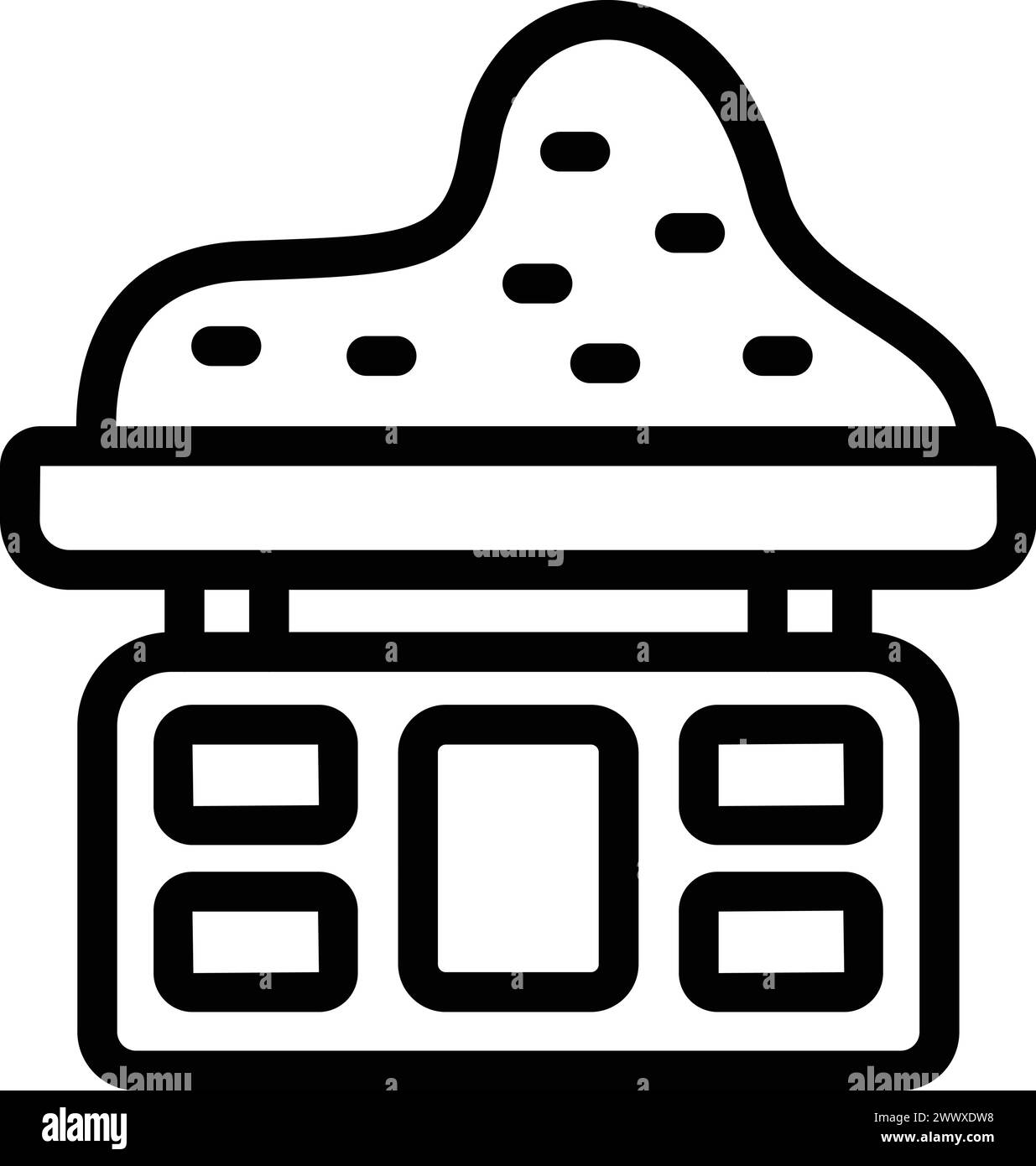 Vecteur de contour d'icône d'instrument de poids de cuisine. Tare épicerie. Masse de portion d'aliment Illustration de Vecteur