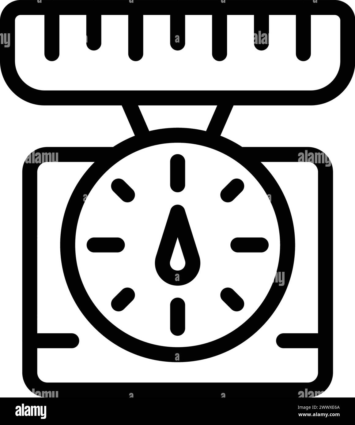 Vecteur de contour d'icône d'échelle de préparation des aliments. Ustensile de cuisine. Balance de cuisson Illustration de Vecteur