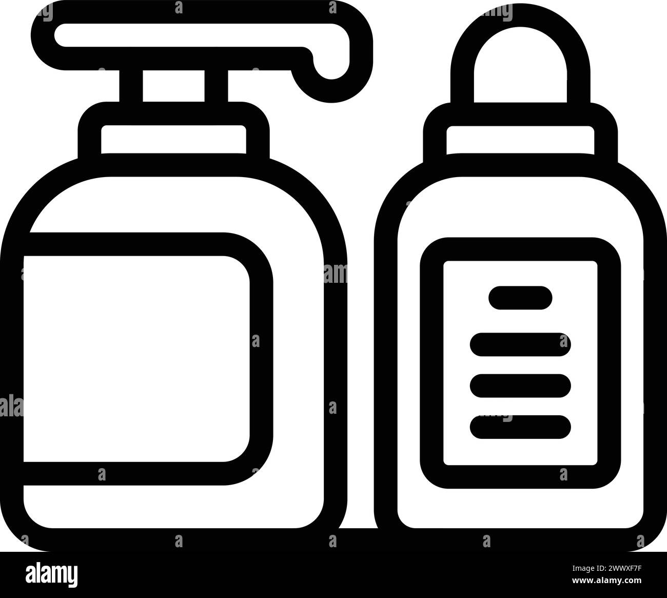 Vecteur de contour d'icône de solutions de soins des ongles. Bouteille d'huile pour cuticules. Dissolvant de gel pour vernis Illustration de Vecteur