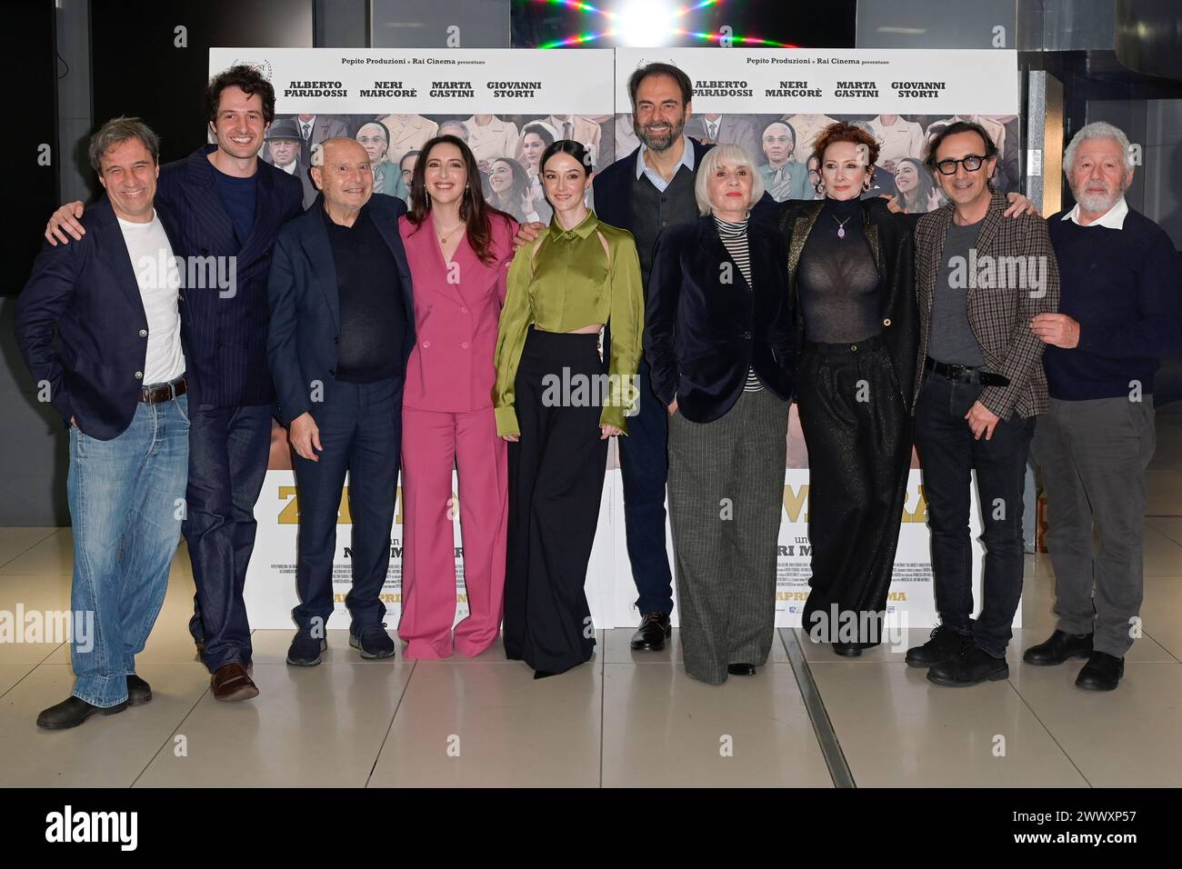 Rome, Italie. 26 mars 2024. Les acteurs assistent à la photocall du film 'Zamora' au Cinéma Adriano. (Photo de Mario Cartelli/SOPA images/SIPA USA) crédit : SIPA USA/Alamy Live News Banque D'Images