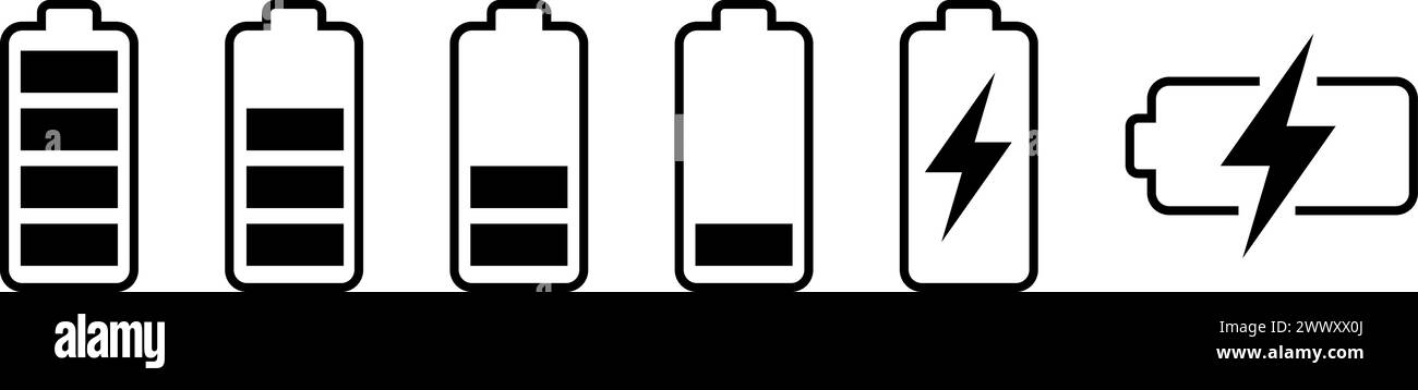 Niveaux de charge d'énergie dans un accumulateur de batterie Illustration de Vecteur