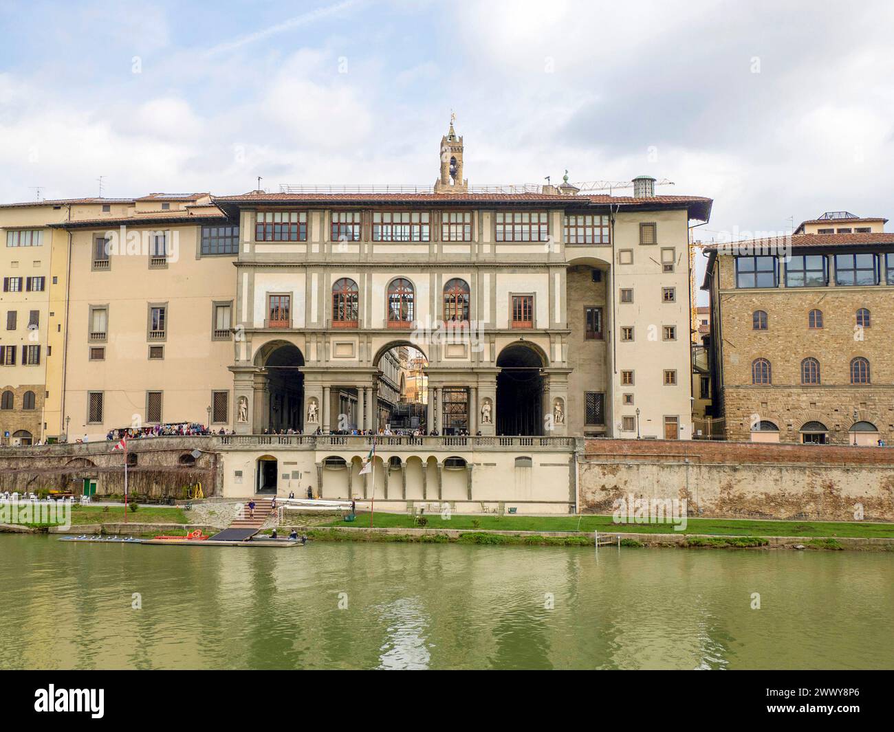 Florence uffizi Galerie musée vue du bâtiment de la rivière arno Banque D'Images