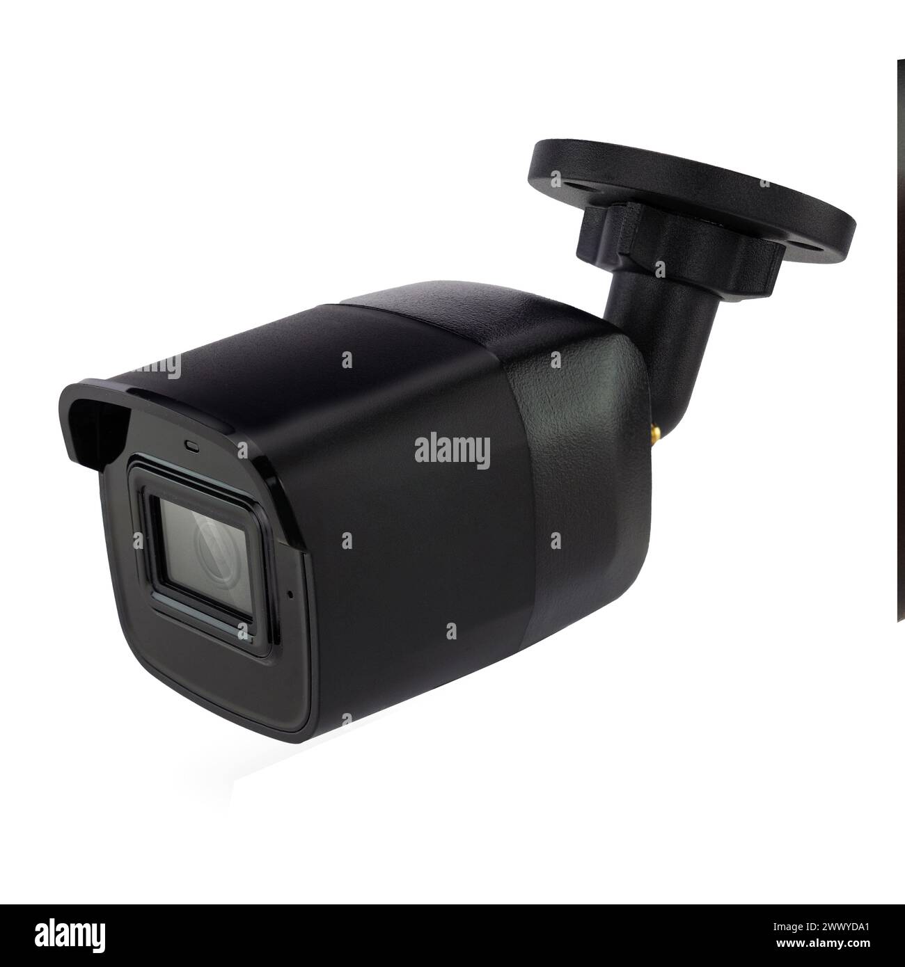 Caméra de surveillance de sécurité noire isolée. Banque D'Images
