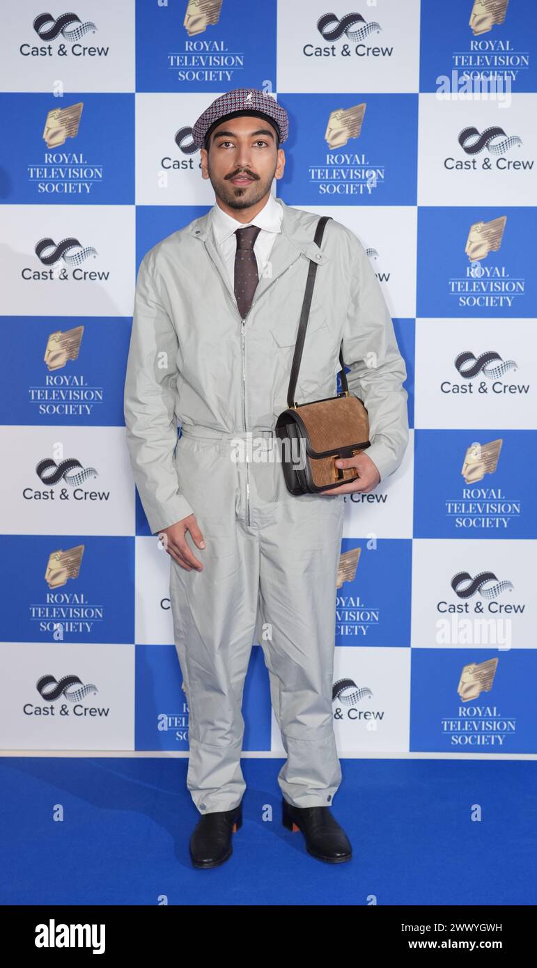 Nabhaan Rizwan arrive pour les Royal Television Society Programme Awards au Grosvenor House Hotel à Londres. Date de la photo : mardi 26 mars 2024. Banque D'Images