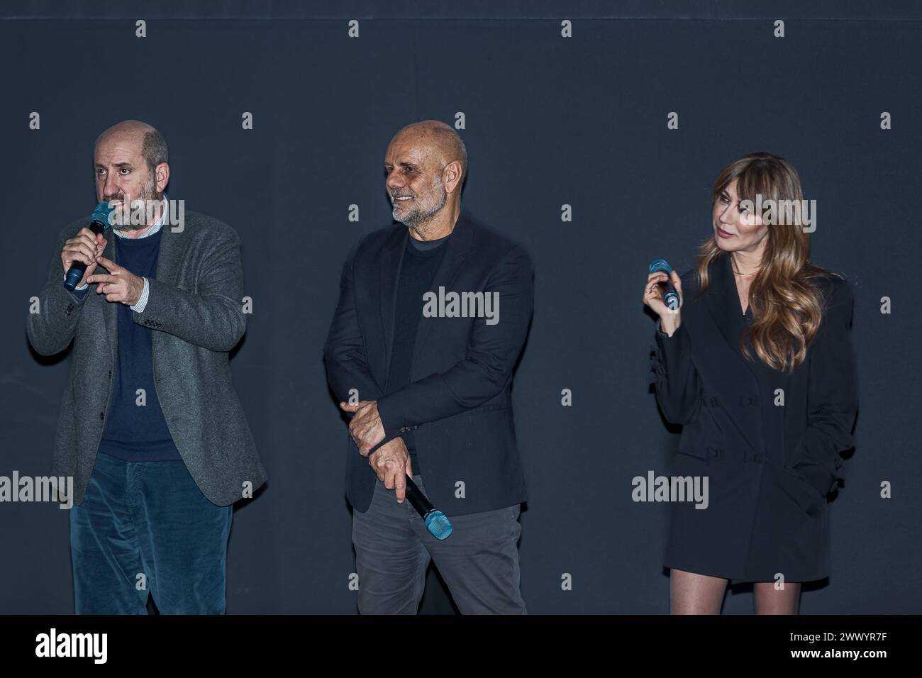 UCI Cinemas di Bicocca Village - Sesto San Giovanni , Milan, Italie, 25 mars 2024, Antonio Albanese. Riccardo Milani e Virginia Raffaele pendant VI Banque D'Images