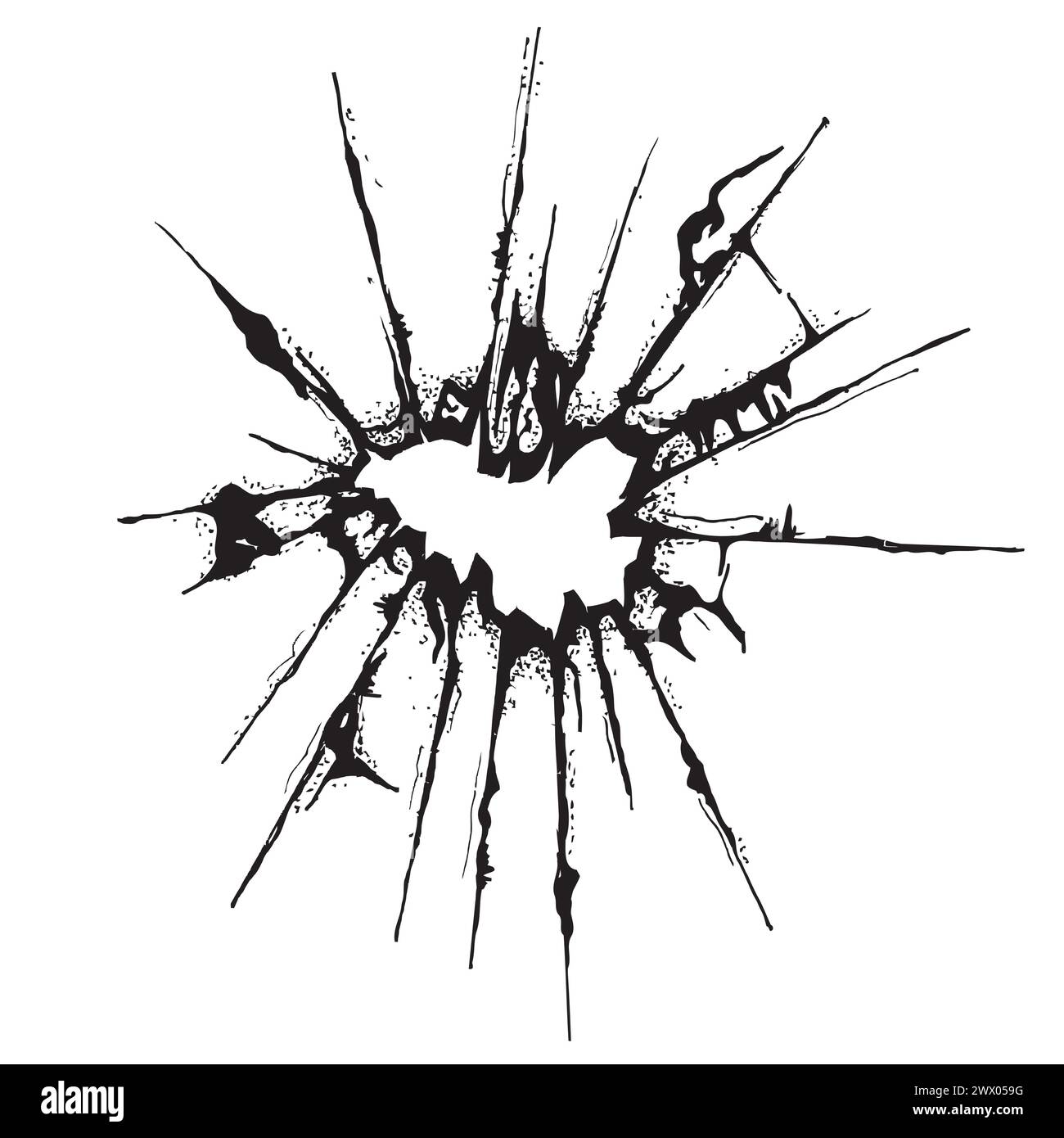 Grunge en verre brisé texturé avec fond blanc, tracé à partir d'une esquisse, illustration vectorielle Illustration de Vecteur