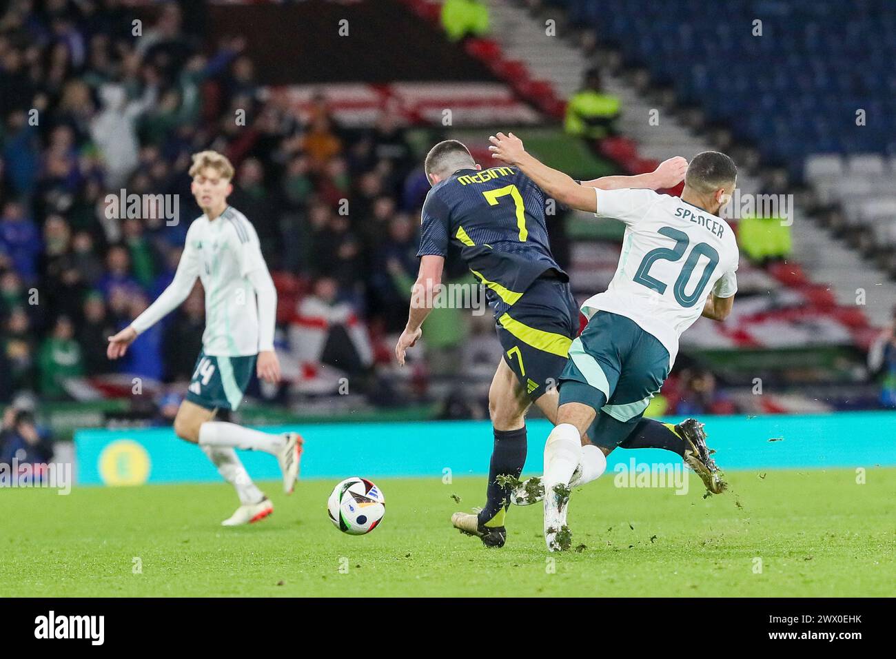 Glasgow, Royaume-Uni. 26 mars 2024. Dans leur préparation pour l'UEFA EURO 2024, l'Écosse affronte l'Irlande du Nord au Hampden Park, Glasgow, le stade national écossais. Crédit : Findlay/Alamy Live News Banque D'Images