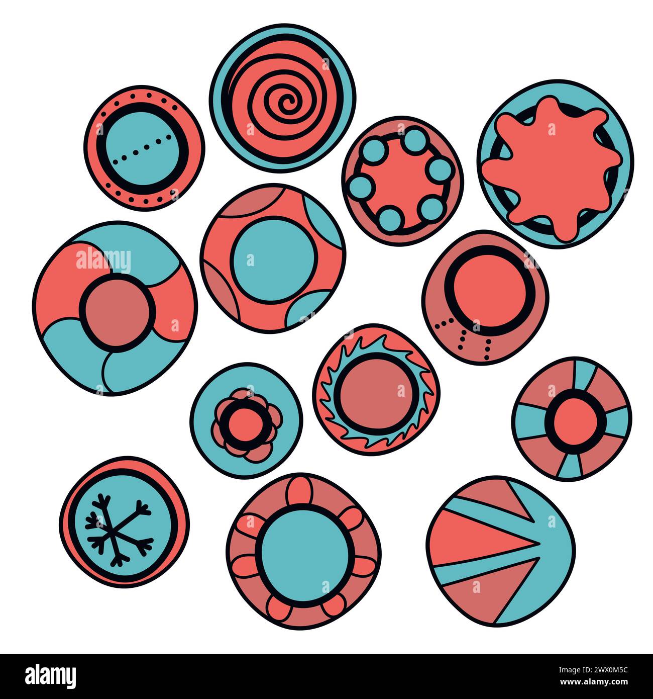 Icône de l'art aborigène géométrique. Décoration ethnique tribale arrondie. Afican, motiph. australien. Peinture de points. Illustration vectorielle, modèle pour Illustration de Vecteur