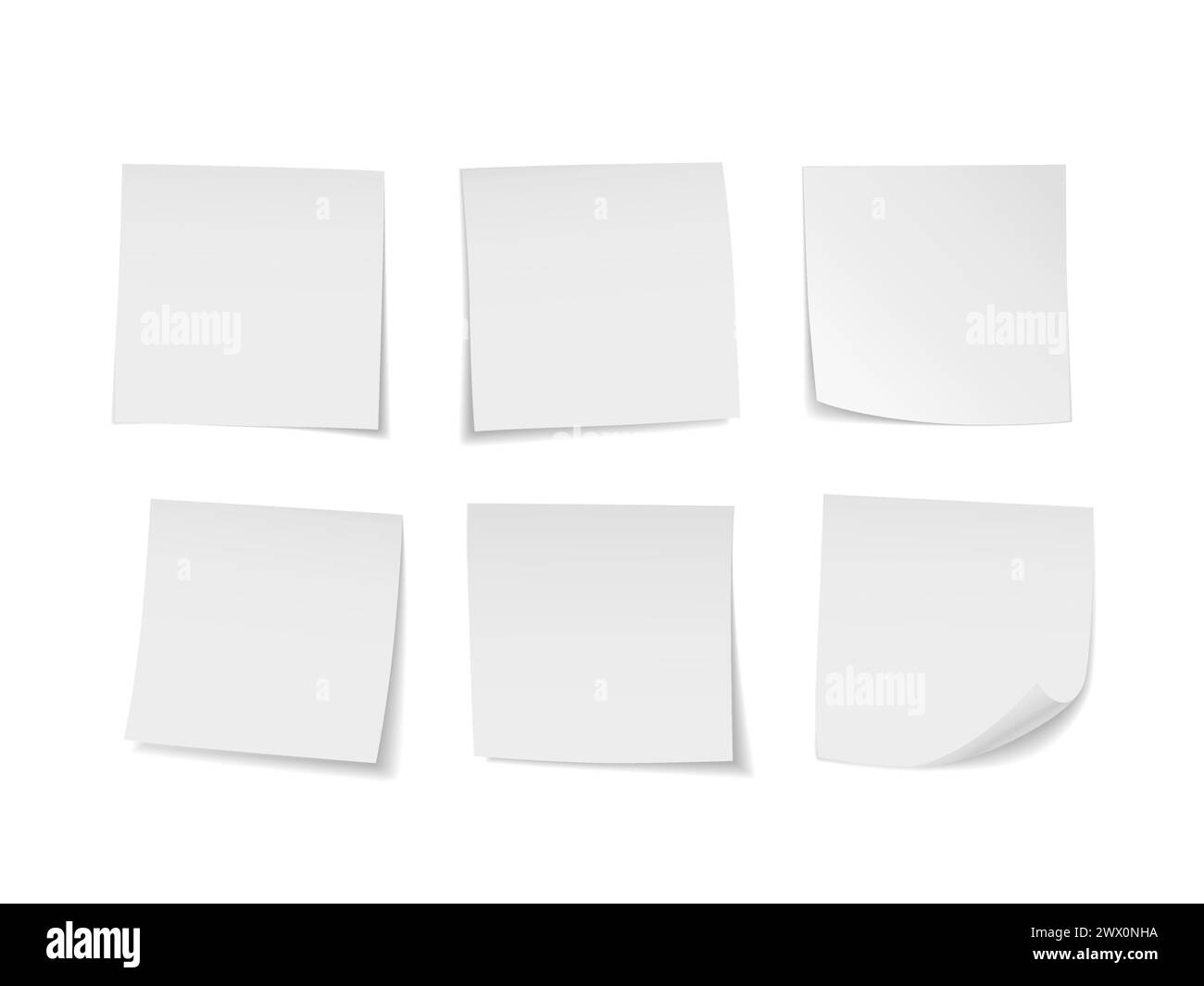 Jeu de notes adhésives blanches. Convient pour Notes, publicité et autre, illustration vectorielle Illustration de Vecteur