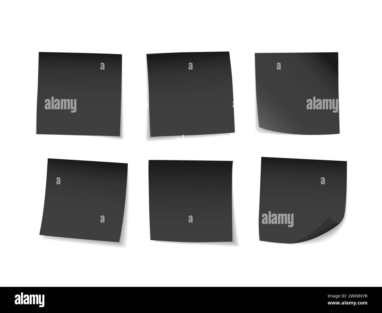 Jeu de notes adhésives noires. Convient pour Notes, publicité et autre, illustration vectorielle Illustration de Vecteur