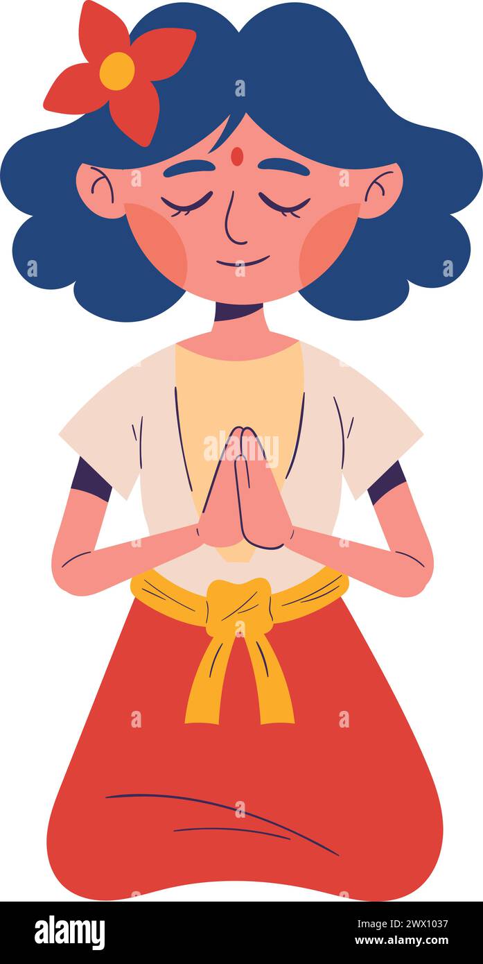 nyepi femme priant Illustration de Vecteur