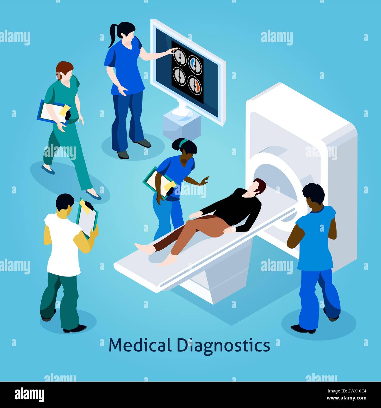 Patient en réception avec équipement médical chez le médecin les icônes de composition isométrique définissent l'illustration vectorielle Illustration de Vecteur