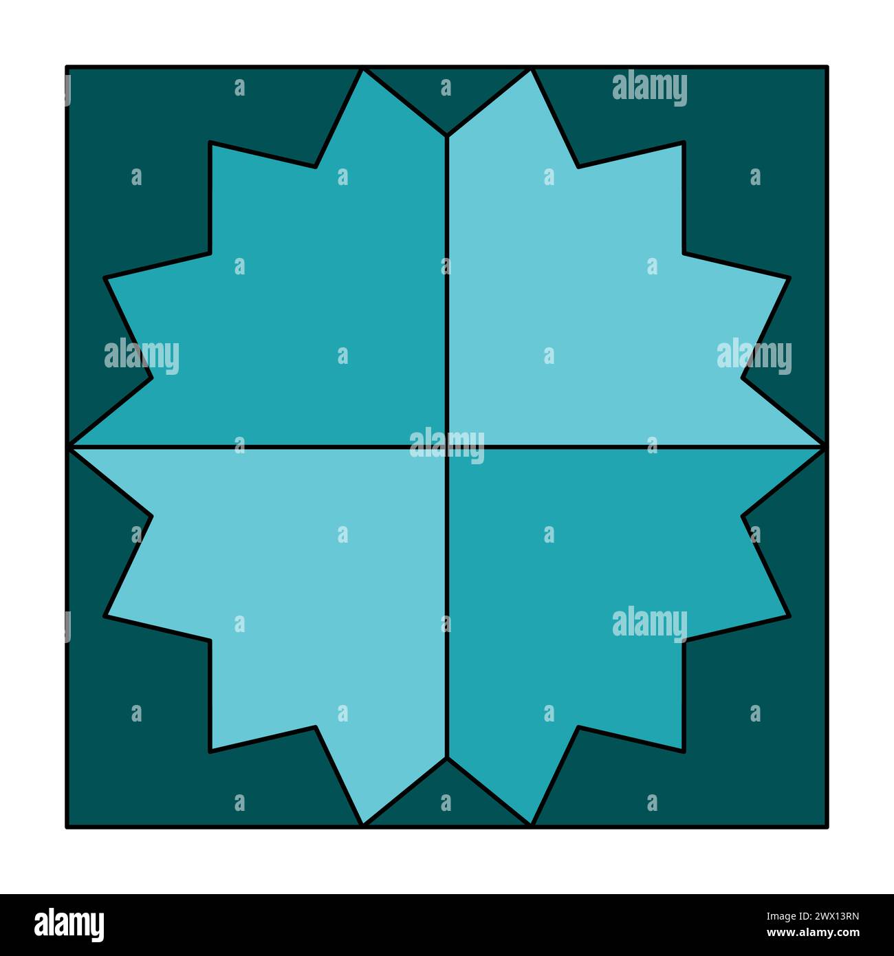 Origami étoilé sarcelle abstrait. Type de pliure géométrique. Graphique d'art moderne. Forme symétrique. Illustration vectorielle. SPE 10. Illustration de Vecteur