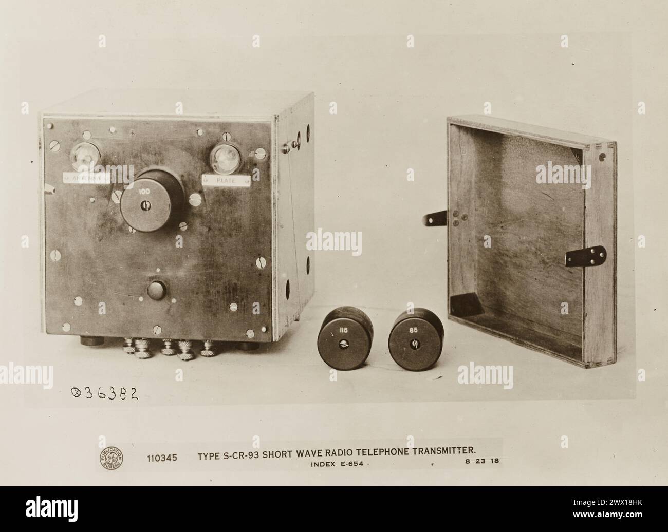 Gros plan d'un émetteur radiotéléphonique à ondes courtes de type S-CR-93 CA. 1918-1919 Banque D'Images