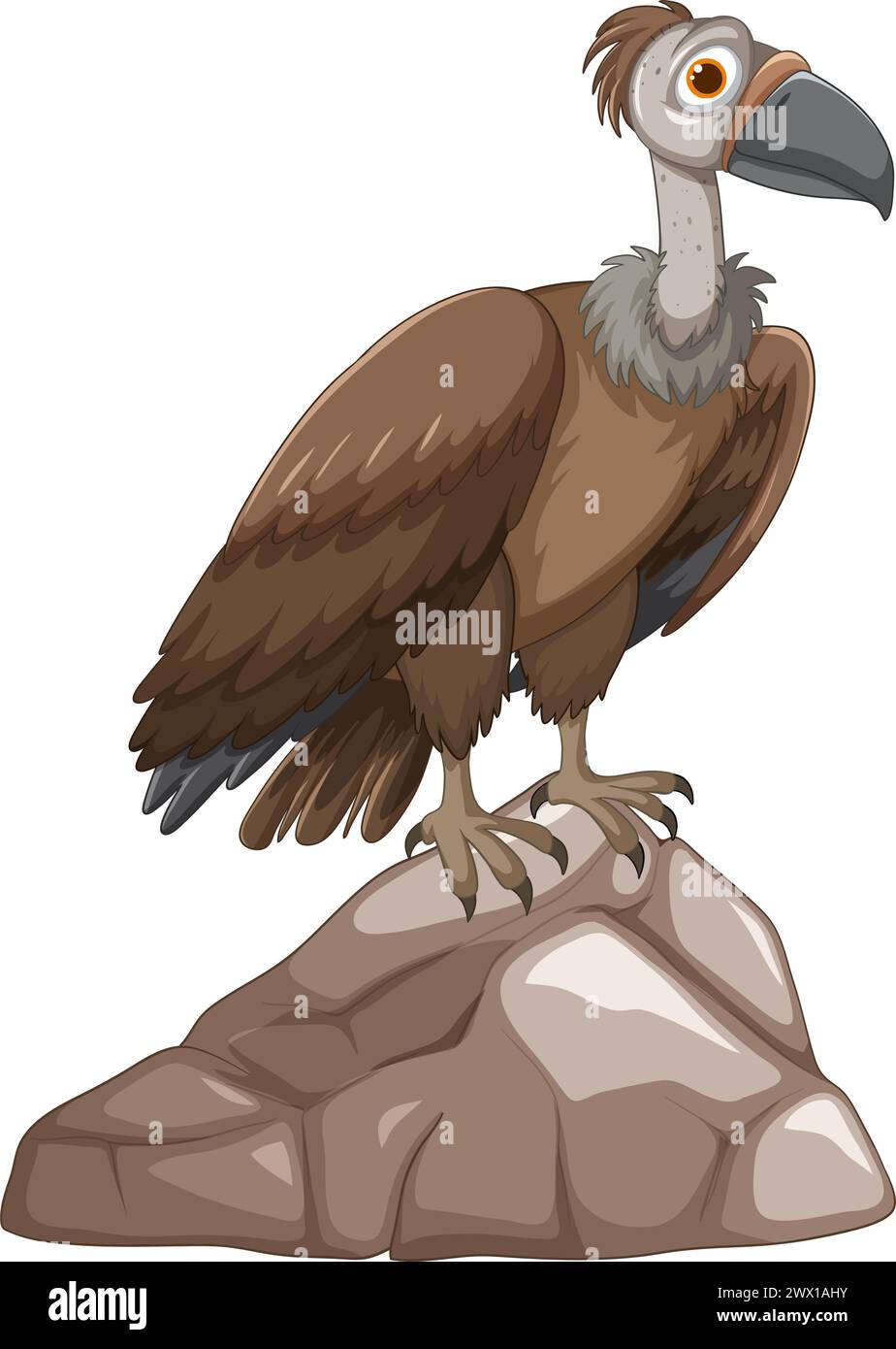 Illustration vectorielle d'un vautour sur une pierre. Illustration de Vecteur