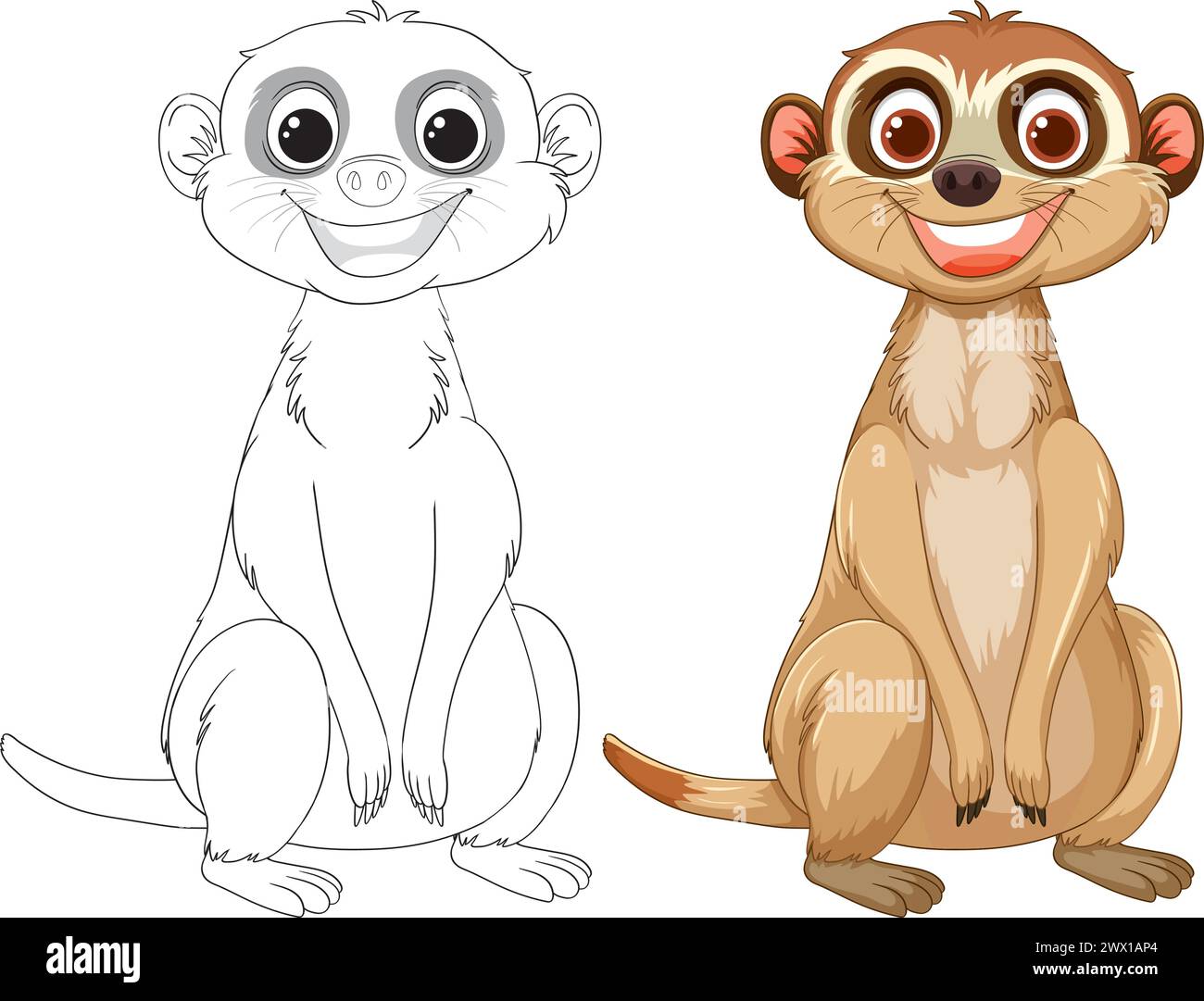 Illustration vectorielle d'une suricate, esquissée et colorée. Illustration de Vecteur