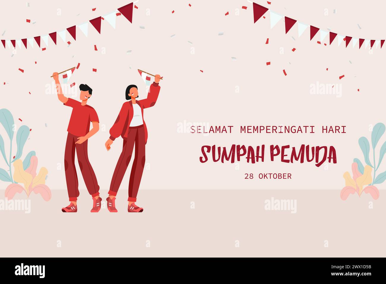 Traduction : Happy Indonesian Youth Pledge Day illustration vectorielle. Illustration de Vecteur