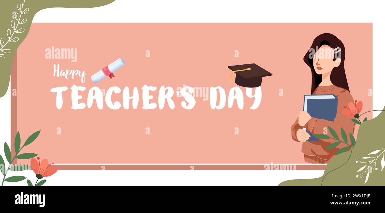 Bonne illustration vectorielle de la journée de l'enseignant. Célébration de la Journée internationale des enseignants. Convient à la carte de voeux, affiche, bannière, modèle, Flyer Design. Illustration de Vecteur