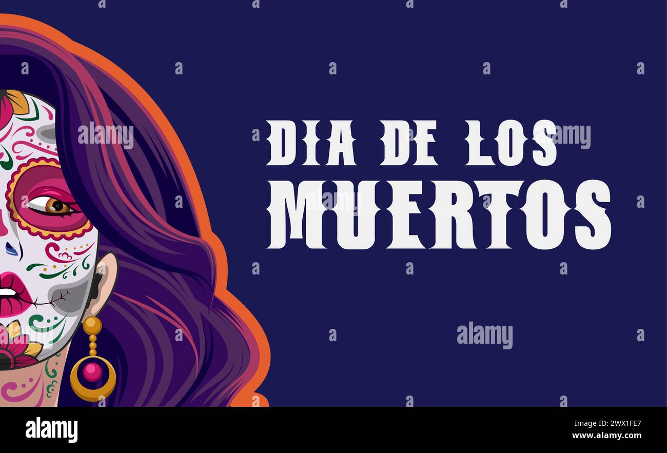 Dia de los muertos signifie jour des morts. Festival de vacances mexicain modèle bannière illustration vectorielle. Illustration de Vecteur