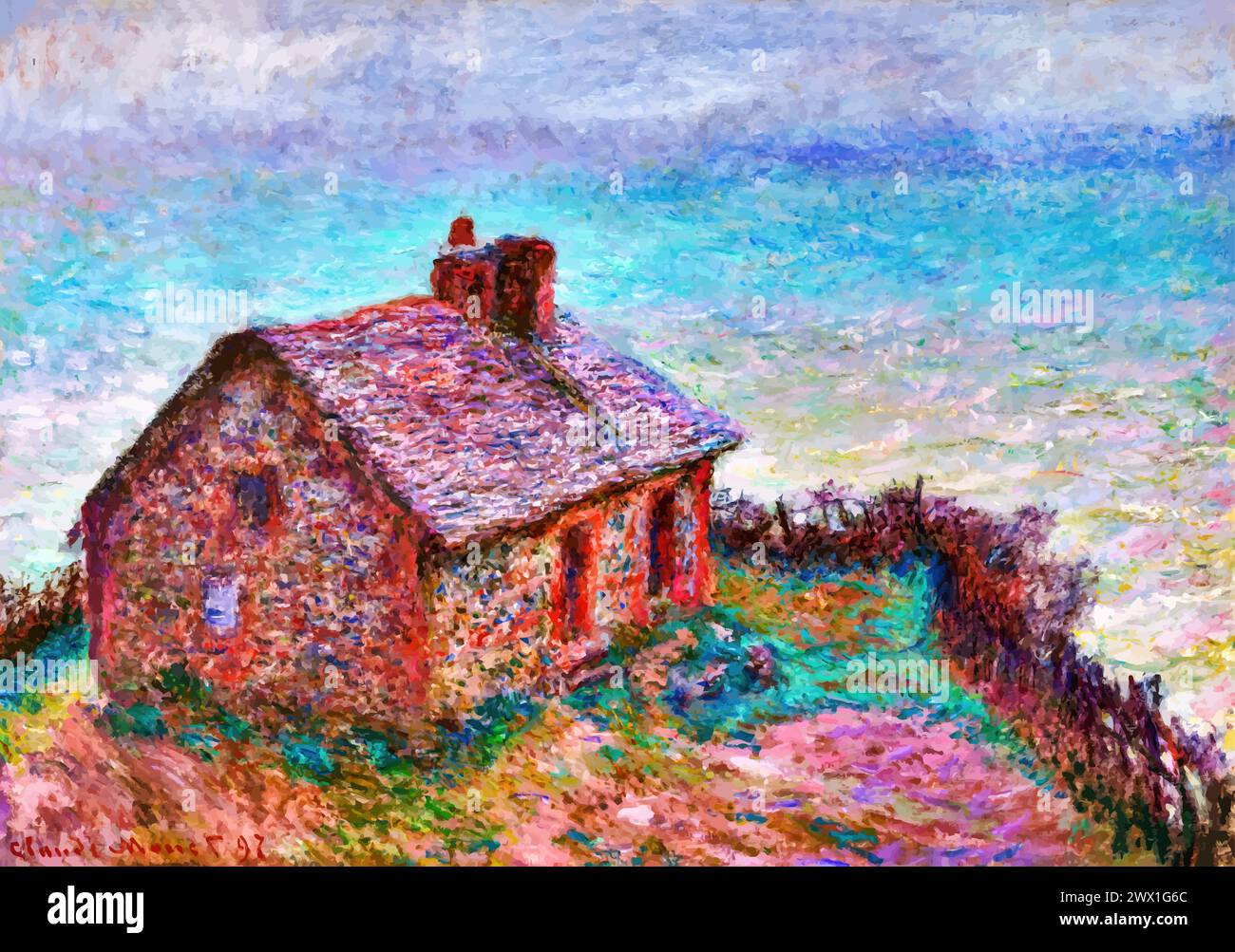 La douane de Varengeville, 1897 (peinture) de l'artiste Monet, Claude (1840-1926) français. Illustration de Vecteur